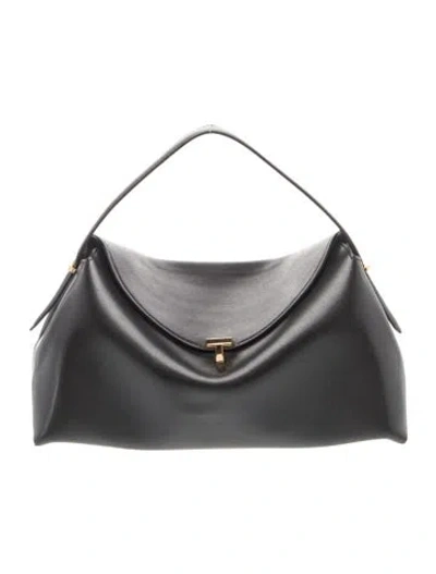 Pre-owned Totême Leather T-lock Medium In Black