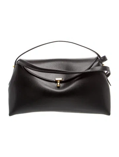 Pre-owned Totême Leather T-lock Top Handle In Black