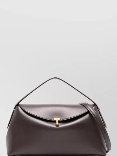 Totême Leather Top Handle Clutch Bag In Gray