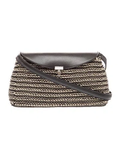 Pre-owned Totême Leather Toteme T-lock Woven Leather Clutch Bag Mini In Neutrals