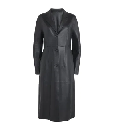 Totême Toteme Leather Trench Coat In Black