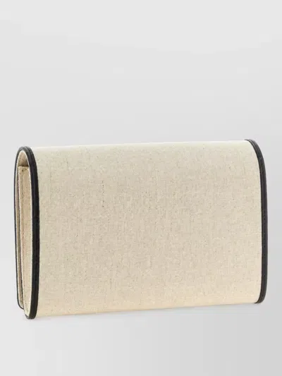 Totême Leather Trim Canvas Clutch Bag In Neutral