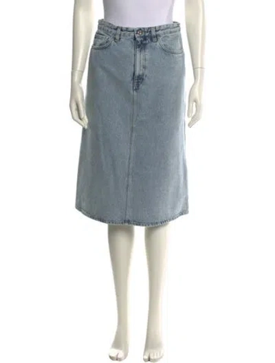 Pre-owned Totême Leather Trim Embellishment Knee-length Skirt In Blue