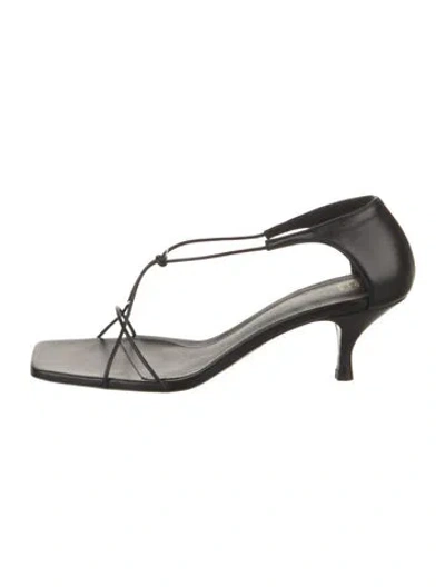 Pre-owned Totême Leather T-strap Sandals In Black