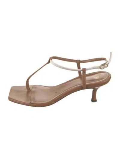 Pre-owned Totême Leather T-strap Sandals In Brown