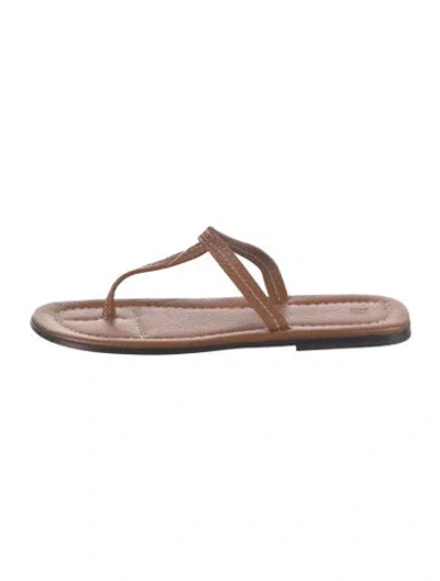 Pre-owned Totême Leather T-strap Sandals In Brown