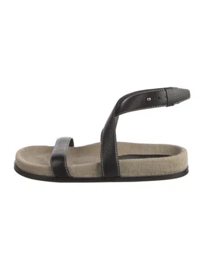 Pre-owned Totême Leather Tweed Pattern Sandals