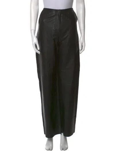 Pre-owned Totême Leather Wide Leg Pants In Black