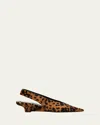 Totême Leopard Pony Hair Slingback Wedge Pumps In Brown
