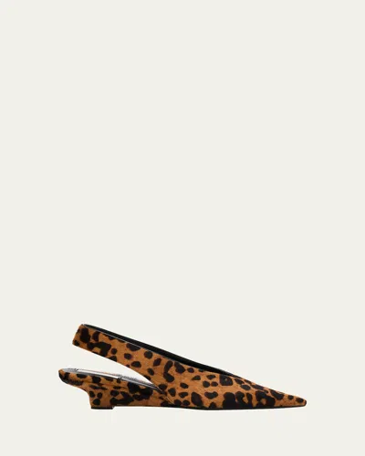 Totême Leopard Pony Hair Slingback Wedge Pumps In Brown
