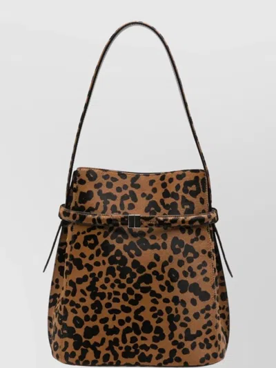 Totême Leopard Print Bucket Bag With Top Handle
