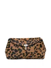 Totême Foldover Top Leopard-print Clutch Bag Metal Hardware In Brown