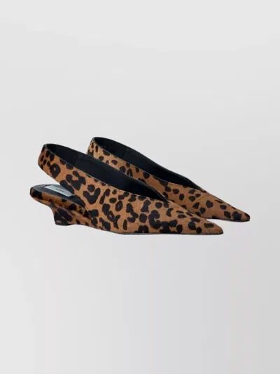 Totême Leopard Print Leather Slingback Wedge Pumps In Animal Print