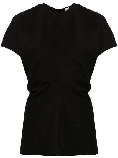 Totême Slouch Waist Short-sleeve Top In Black