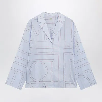 Totême Toteme Light Blue Monogram Cottonblend Pajama Shirt In Multi