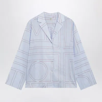 Totême Toteme Light Blue Monogram Cotton-blend Pajama Shirt