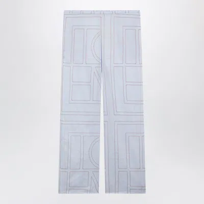 Totême Toteme Light Blue Monogram Cottonblend Pajama Trousers In Multi