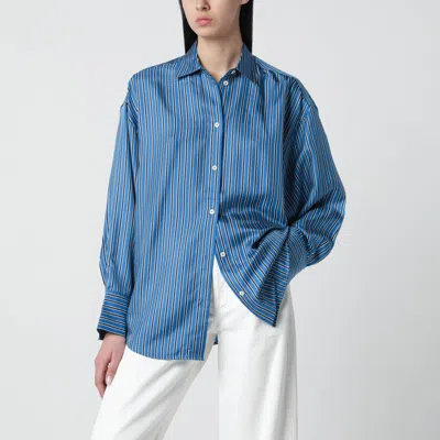 Totême Light Blue Striped Silk Shirt