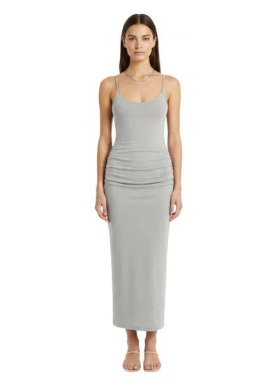 Totême Light Grey Scoop Neck Maxi Dress In Green