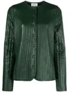 Totême Quilted Press-stud Leather Jacket In Green