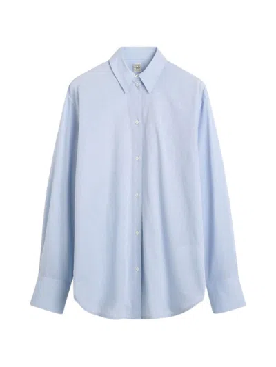 Totême Toteme Linen And Cotton Blend Shirt In Blue