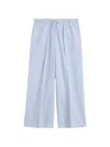 Totême Womens Sky Logo-embroidered Wide-leg Cotton And Linen Trousers In Blue