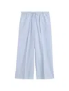 Totême Womens Sky Logo-embroidered Wide-leg Cotton And Linen Trousers In Blue