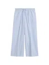 Totême Womens Sky Logo-embroidered Wide-leg Cotton And Linen Trousers In Blue