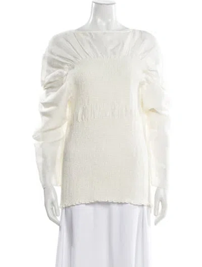 Pre-owned Totême Linen Bateau Neckline Sweater In White
