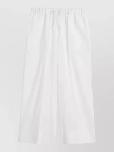 Totême Linen Cotton Blend Wide Leg Trousers In White