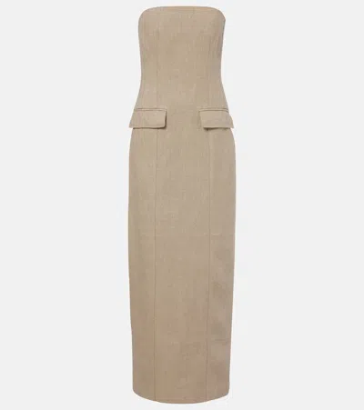 Totême Linen Maxi Dress In Brown