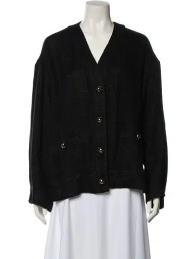 Pre-owned Totême Linen V-neck Sweater In Black