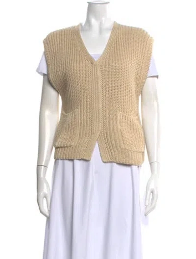 Pre-owned Totême Linen V-neck Sweater In Neutral