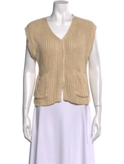 Pre-owned Totême Linen V-neck Sweater In Neutral