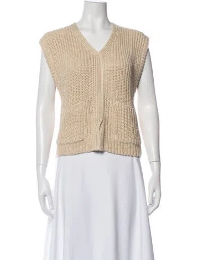 Pre-owned Totême Linen V-neck Sweater In Neutrals
