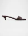Totême Toteme Slim Kitten Heel Lizard Embossed Slide Sandal In Brown