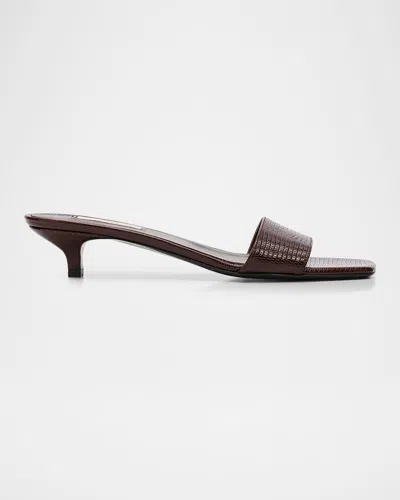 TOTÊME LIZARD LEATHER KITTEN-HEEL SANDALS