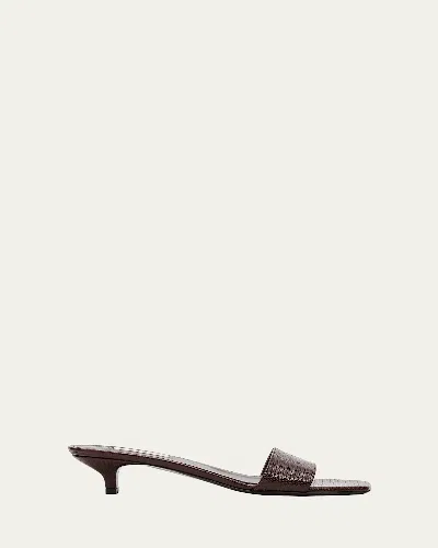 Totême Lizard Leather Kitten-heel Sandals In Brown