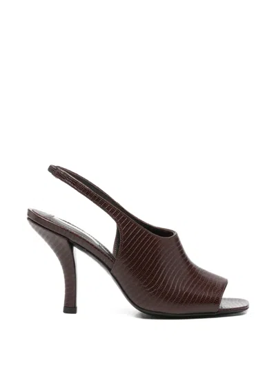 Totême Lizard-embossed Slingback Sandals In Brown