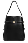 Totême Belted Palmellata Leather Bucket Bag In Black