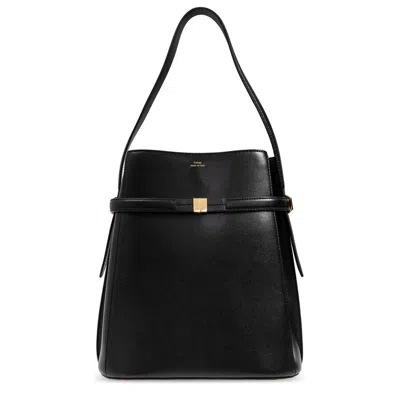 Totême Toteme Logo Detailed Belted Bucket Bag In Black