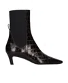 Totême Toteme Women The Mid Heel Boot Leather Boots With Croco Effect In Brown