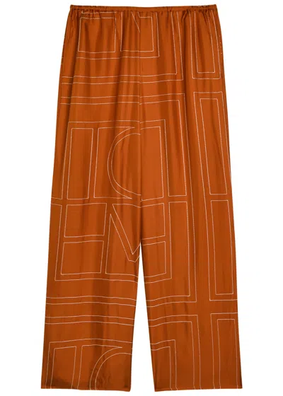 Totême Toteme Logo-embroidered Silk-satin Trousers
