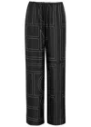 Totême Toteme Women Silk Trousers With Monogram Logo Embroidery In Black