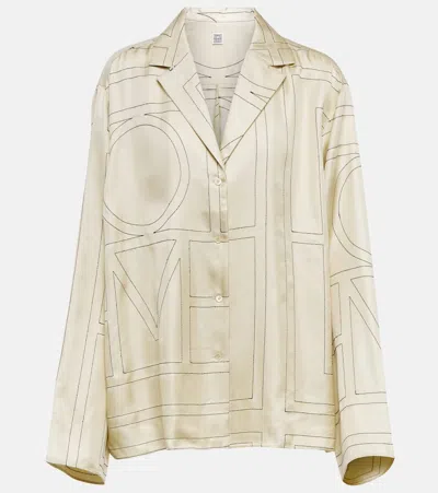 Totême Logo-embroidered Silk Shirt In Neutral
