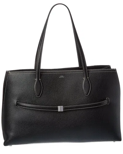 Totême Toteme Logo Leather Tote In Black