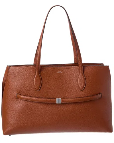 Totême Toteme Logo Leather Tote In Brown