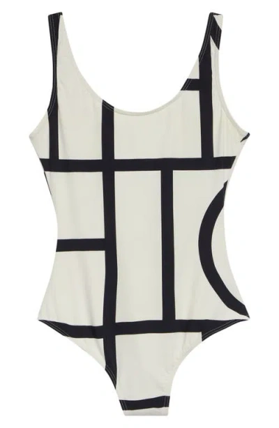 Totême Toteme Logo One-piece Swimsuit In Neutral