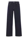 Totême Straight Leg Denim Trousers Contrast Stitching In Blue