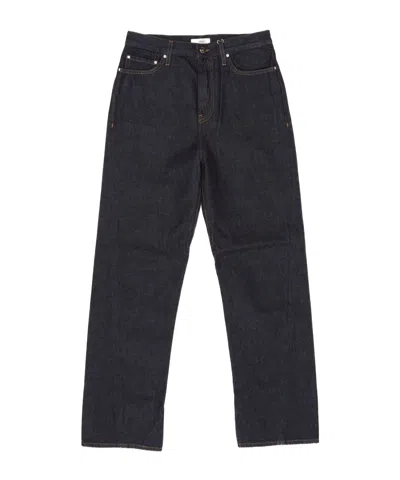 Totême Logo Patch Straight-leg Trousers In Black